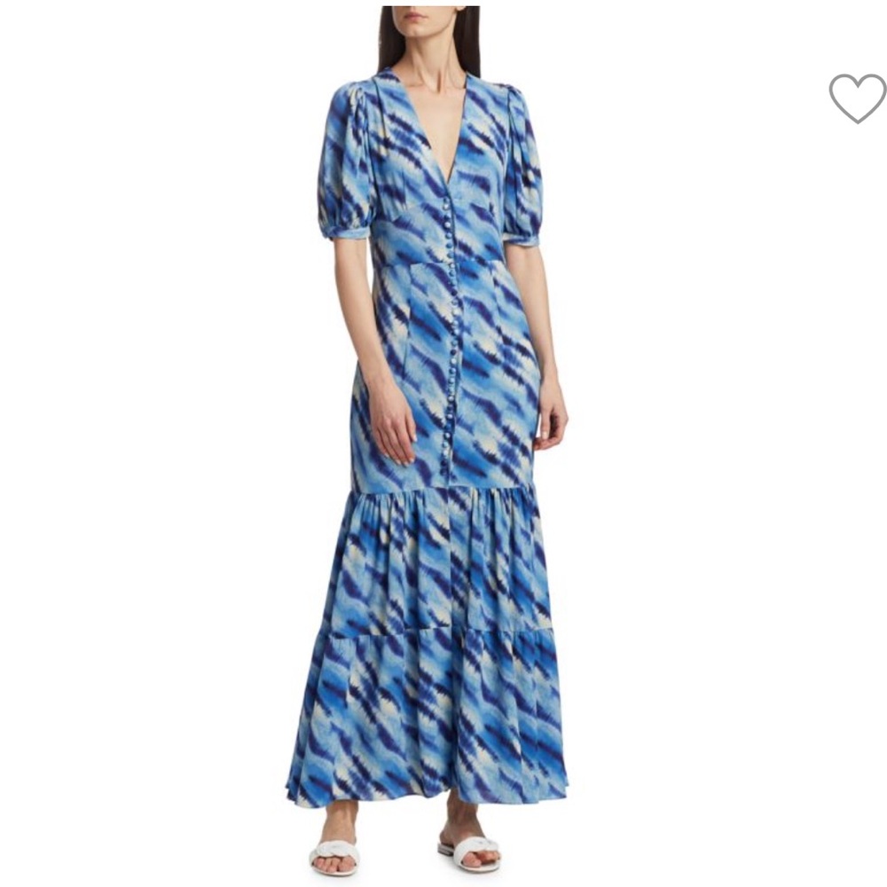🔥 ROTATE Birger Christensen Blue Patterned Maxi Dress US 8